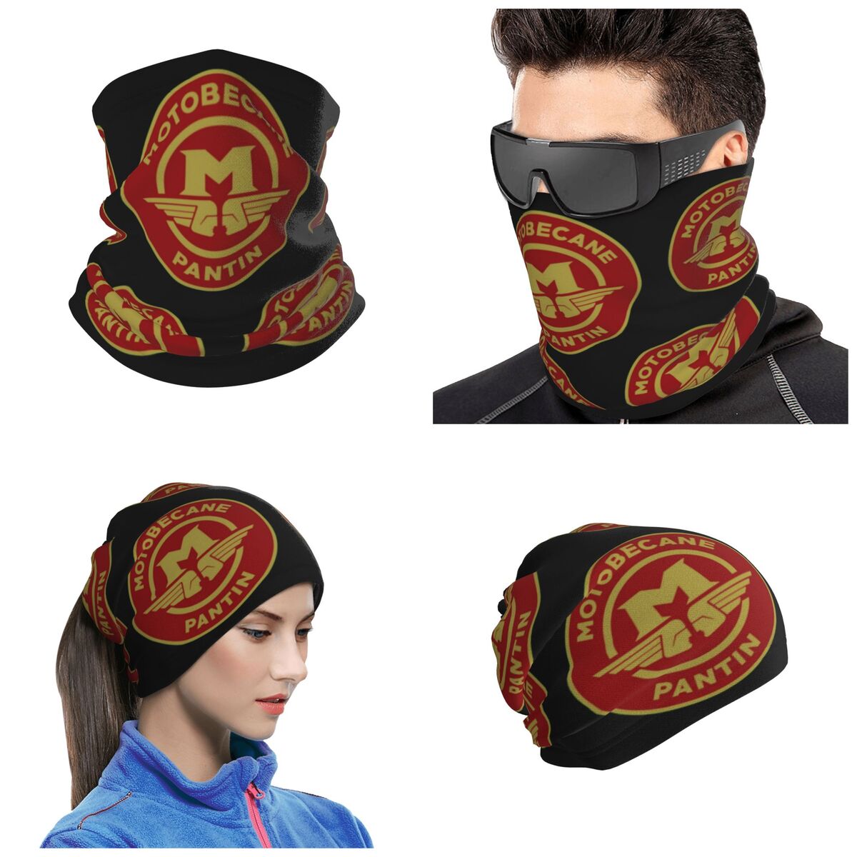 Wool Balaclava Knit - Motobecane Bandana Copricollo Stampata Sciarpa Avvolgente